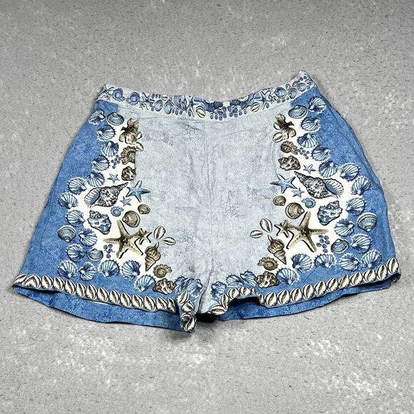 Ranna Gill Shorts Large Floral Multicolor Pull On Linen Blend Floral Pockets - Picture 1 of 13